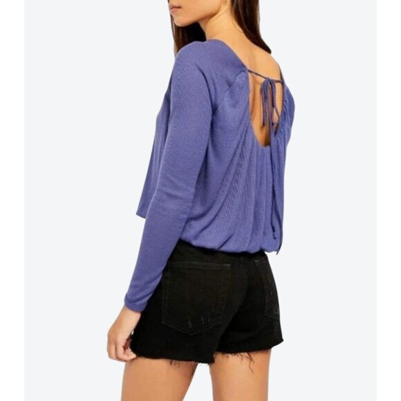 Free People Womens Bondi Thermal Long Sleeve Blouson True Blue Medium - Picture 2 of 16